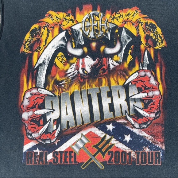 Vintage Pantera Tour T Shirt Men’s Size Large  2001 Real Steel Tour Sleeveless - Picture 2 of 11